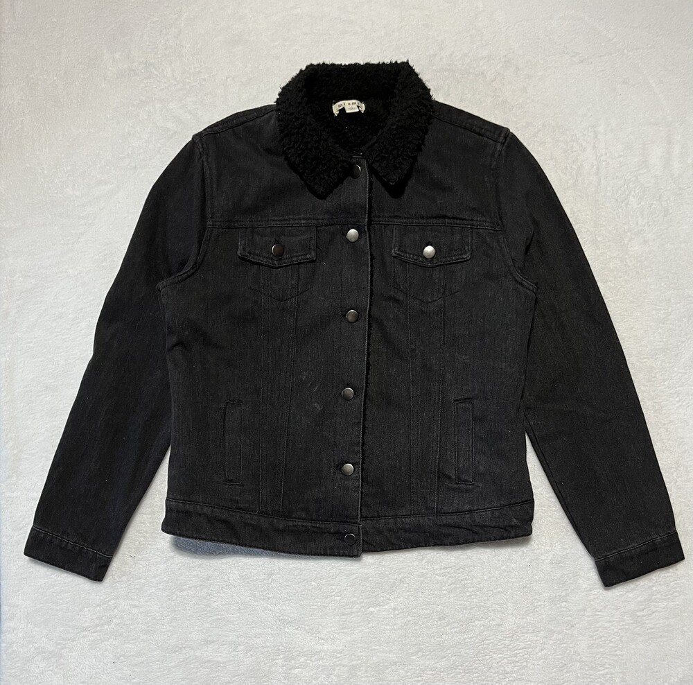 Miami Jacket Womens Large Sherpa Lined Denim Trucker Francescas Button Coat